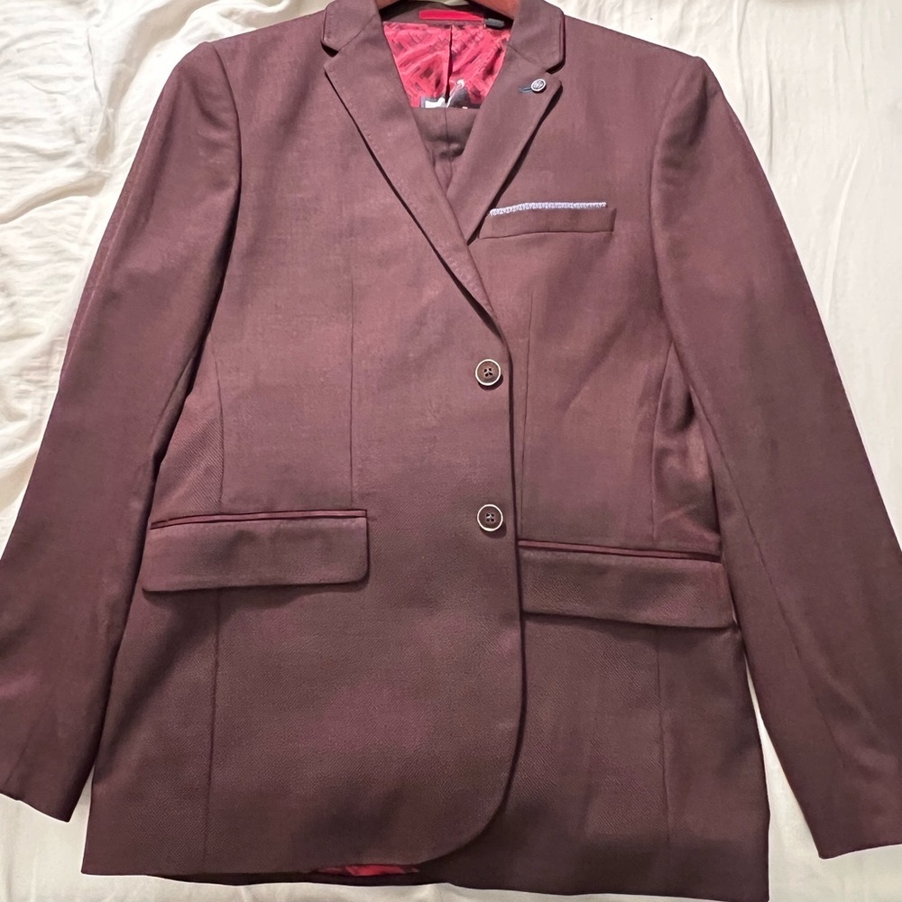 Ted Baker Red Debonair Slim Wool Suit Size 40